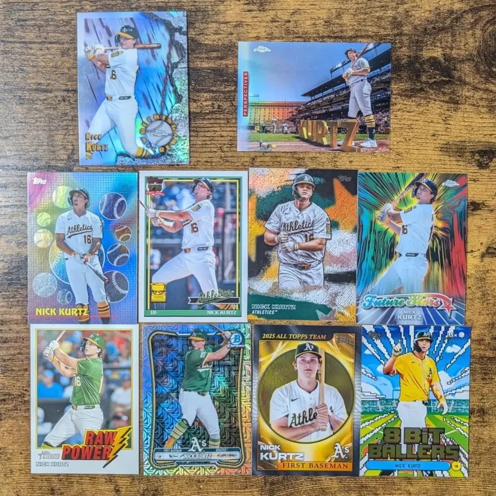 2026 Topps Nick Kurtz Athletics 10 Card Lot Raw Power Titans Bowman Chrome